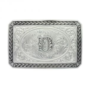 Montana Silversmiths Initial D Antiqued Wheat Trim Portrait Buckle (27200D-D)